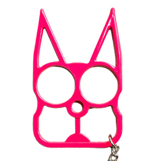 Cat Public Safety Keychain- Hot Pink