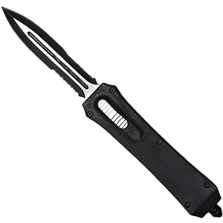 9.4" Automatic OTF Out the Front Double-Sided serrated Blade -Black