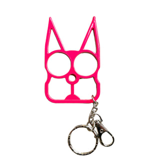 Cat Public Safety Keychain- Hot Pink