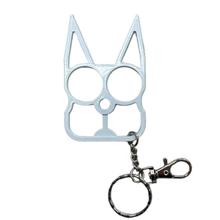 Cat Public Safety Keychain- White