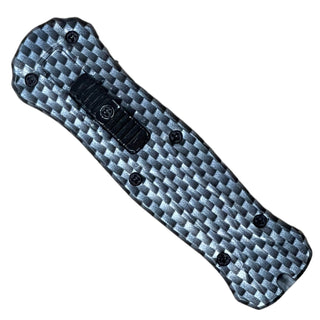 5.3" Automatic Micro OTF Double Sided Silver Blade -Carbon Fiber Print