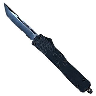 8.5" Automatic OTF Out The Front Black Tanto Serrated Blade