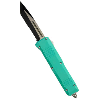 9" Teal Straight Serrated Tanto Blade OTF