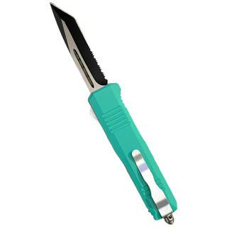 9" Teal Straight Serrated Tanto Blade OTF
