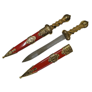 14.5” Brown & Gold Roman Dagger with Engraved Blade