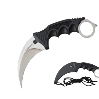 7.5" Black Handel Chrome Karambit Fixed Blade Neck Knife