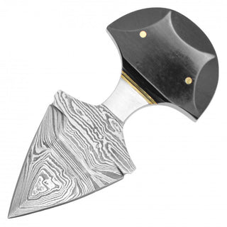 4.25" Black Damascus Push Dagger with Black Micarta Handle with (256-Layer)