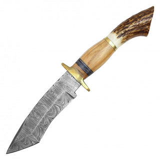 10.5" Damascus Knife with Stag Handle