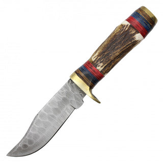 10" True Damascus Knife with Genuine Stag Handle