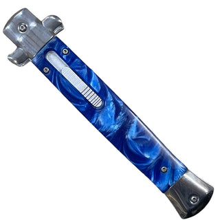 10.5” Stiletto style Blue Marble Automatic OTF (Out The Front) single Blade