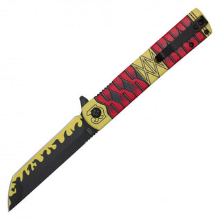 8.75" Assisted Opening Fantasy Pocket Knife-Gold/Red Katana