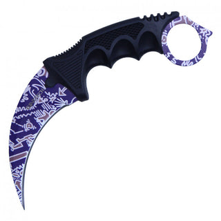 7.5" Purple Pattern Fixed Blade Karambit Neck Knife