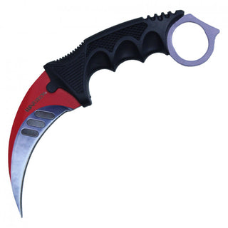 7.5" Red & Silver Fixed Blade Karambit Neck Knife