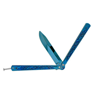 Blue Non-Sharpened Stainless Steel Practice Blade Butterfly