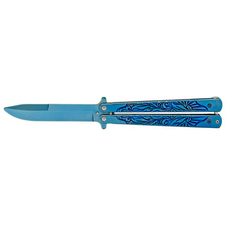 Blue Non-Sharpened Stainless Steel Practice Blade Butterfly