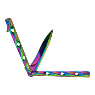 Titanium Stainless Steel Wave Flipper Balisong Butterfly Folding Pocket Knife