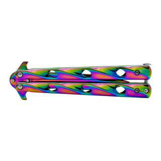 Titanium Stainless Steel Wave Flipper Balisong Butterfly Folding Pocket Knife