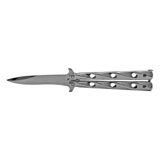 Chrome Stainless Steel Wave Flipper Balisong Butterfly Folding Pocket Knife