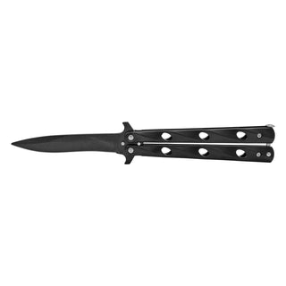 Black Stainless Steel Wave Flipper Balisong Butterfly Folding Pocket Knife