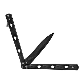 Black Stainless Steel Wave Flipper Balisong Butterfly Folding Pocket Knife