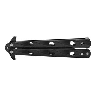 Black Stainless Steel Wave Flipper Balisong Butterfly Folding Pocket Knife