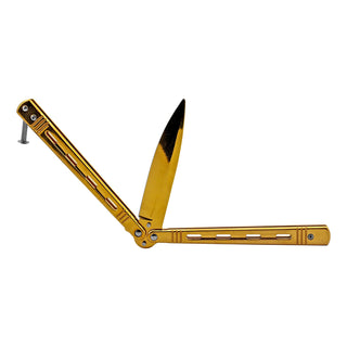 Gold Chrome Full Steel Butterfly Balisong Folding Pocket Knife