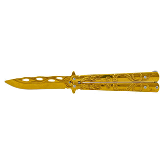 Gold Stainless Steel Dragon Butterfly Folding Pocket Knife