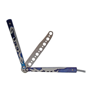 Royal Blue Non-Sharpened Stainless Steel Practice Butterfly Balisong