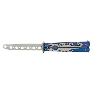 Royal Blue Non-Sharpened Stainless Steel Practice Butterfly Balisong