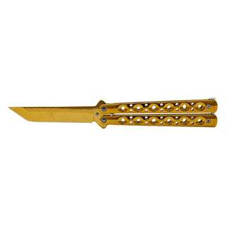 Gold Tanto Stainless Steel Butterfly Bailsong Folding Pocket Knife