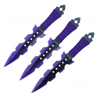 7.5" 3 PC SET PURPLE THROWING KNIFE