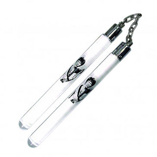 12" Acrylic Clear Ball Bearing Nunchaku Nunchucks with Grand Master Graphic