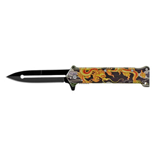 4.63" Stiletto Folding Pocket Knife - Fire Dragon