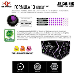 Empire Formula 13 2,000 Round Paintball Case - Yellow Fill (.68 Caliber)
