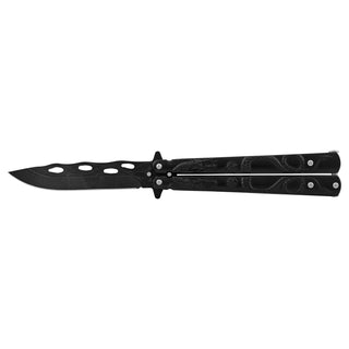 Black Stainless Steel Dragon Butterfly Folding Pocket Knife