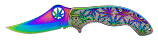 4.25" Stainless Steel Marijuana Folding Pocket Knife - Titanium