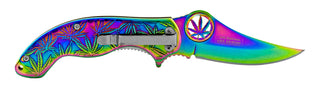 4.25" Stainless Steel Marijuana Folding Pocket Knife - Titanium