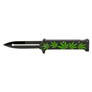 4.63" Stiletto Folding Pocket Knife - Green Leaf