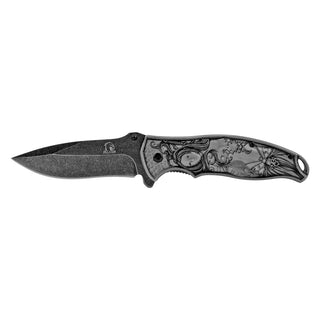 4.75" Stainless Steel Spring Assisted Dark Night Witch Demon Folding Pocket Knife