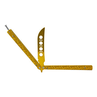 Gold Oversized Non-Sharpened Stainless Steel Metal Practice Butterfly Balisong