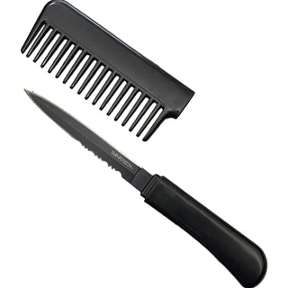 6.5" Black Comb Knife Silver Blade