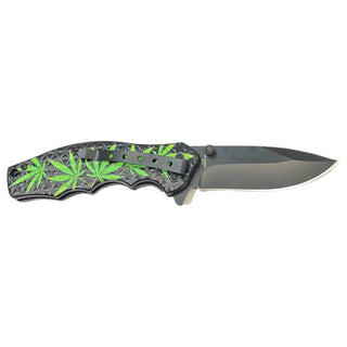 4.5" Marijuana Leafs Spring Assisted Folding Pocket Knife