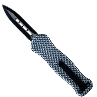 5.3" Automatic Micro OTF Double-Sided Black Blade -Carbon Fiber Print
