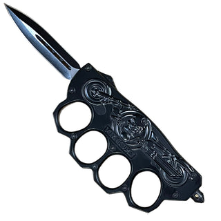 9.6" Automatic OTF Out the Front Double-Sided Blade Biker USA -Black
