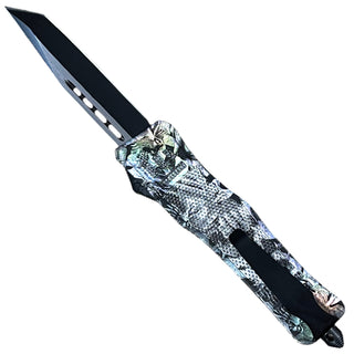 9" Automatic OTF Out the Front Tanto Blade Skulls
