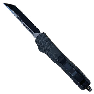 8.5" Automatic OTF Out The Front Black Tanto Serrated Blade