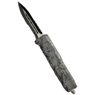 9" Camo Double Sided Double Serrated OTF in