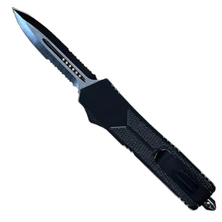 9" Automatic OTF Out the Front Double-Sided Serrated Blade Dragon -Black