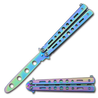 8.5″ Butterfly Trainer Steel Iridescent Vented Handle