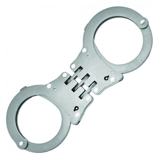 Stainless Steel Tactical Police 3-HINGE Black Handcuffs with Nylon Holster